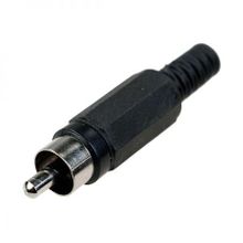 Разъём RCA штекер, пластик, под пайку, на кабель, черный, Rexant (14-0404)