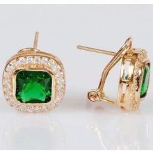 Серьги с зелёным фианитом "Герцогиня"