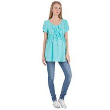 Блуза Юлия для беременных и кормящих, цвет ментол горошек (ss17)