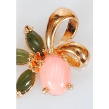 Кулон с кораллом и нефритом "Гладкий"