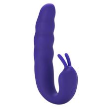 Фиолетовый вибратор Ribbed Dual Stimulator - 17 см. (фиолетовый)