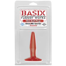 Маленькая красная анальная пробка Basix Rubber Works Mini Butt Plug - 10,8 см. Красный