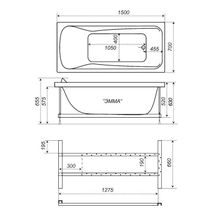 Акриловая ванна TRITON Эмма 150х70х45 с каркасом