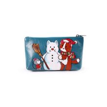 Косметичка женская из натуральной кожи снеговик