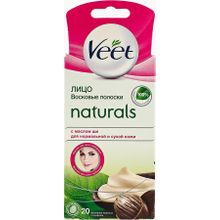 Veet Naturals с Маслом Ши 1 пачка 18 восковых полосок + 2 салфетки