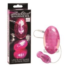 California Exotic Novelties Розовая вибропулька с пультом-кристаллом и светодиодами Lighted Shimmers LED Bliss Teasers