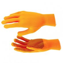 Перчатки нейлон, ПВХ точка, 13 класс, оранжевые, XL  