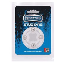 Dream Toys Эрекционное кольцо с 4 бусинами MENZSTUFF STUD RING CLEAR