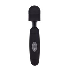 Seven Creations Черный жезловый вибратор POWER TIP MASSAGE WAND - 24 см.