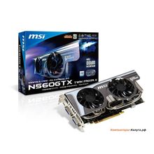 Видеокарта 1Gb &lt;PCI-E&gt; MSI N560GTX-OC TWIN FROZR II с CUDA &lt;GFN560, GDDR5, 256 bit, HDCP, 2*DVI, mini HDMI, Retail&gt;