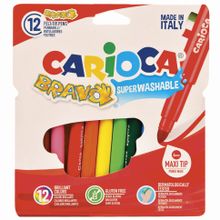Фломастеры суперсмываемые утолщенные Carioca Bravo 12 цветов 42755