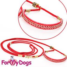 Ринговка для собак ForMyDogs красная с красными кристаллами DS02-11-2012 R R