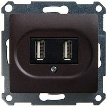 Розетка 2xUSB GLOSSA, шоколад |  код. GSL000832 |  Schneider Electric