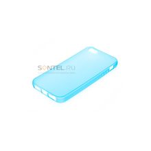 Силиконовая накладка матовая для iPhone 5, голубая 00021028