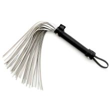 Fifty Shades of Grey Серебристая многохвостая плетка Satin Flogger - 37,5 см. (серебристый с черным)