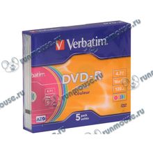 Диск DVD-R 4.7ГБ 16x Verbatim "43557", Slim, цветные (5шт. уп.) [49069]