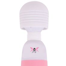 Бело-розовый, работающий от сети вибромассажёр Pixey Wand Mini Pink Edition - 25 см. белый с розовым