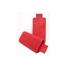 Чехол Classic кожа красный узор перфорированный Samsung  S5830 (Чехол-карман)