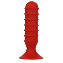 Dream Toys Красный ребристый массажер для анальной стимуляции MENZSTUFF RIBBED TORPEDO PLUG - 13 см. (красный)