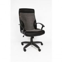 Кресло для руководителя Easy Chair 639 TPU серое черное (экокожа ткань пластик)