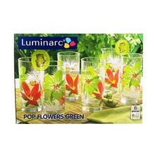 Набор высоких стаканов (270 мл) Luminarc POP FLOWERS ПОП ФЛАУЭРС GREEN D2279 - 6 шт