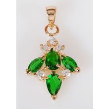 Кулон с зелёным фианитом "4 камня"