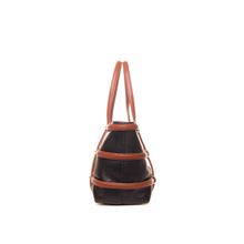 Черная вместительная сумка с коричневыми ручками