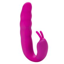 Розовый вибратор Ribbed Dual Stimulator - 17 см. (розовый)