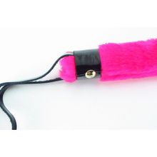 Плеть из лака с розовым мехом BDSM Light - 43 см. розовый с черным