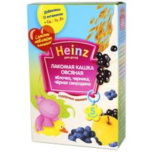 Каша Хайнц (Heinz) Лакомая Овсяная с яблоком, черникой и чёрной смородиной 200г с 5 мес.