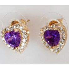 Серьги с аметистом "Большое сердце"