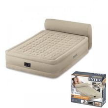 Надувная кровать INTEX 64460 Headboard Bed Queen со встроенным насосом (152x229x46 см)