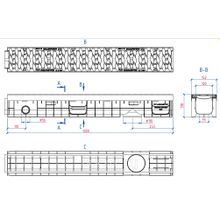Лоток водоотводной пластиковый  с решеткой DN100 H138 для дренажных систем