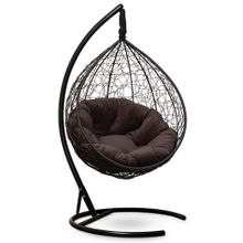 Кресло кокон подвесное SEVILLA VERDE VELOUR черное + каркас