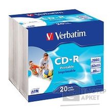 Verbatim 43424  CD-R 80 52x DL+ SL 20 Photo Print Slim case 20
