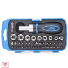 БАРС Отвертка реверсивная с набором бит и торцевыми головками, 41 шт Барс