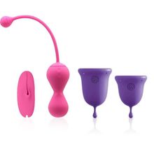 Magic Motion Подарочный набор: розовый тренажер Кегеля MAGIC KEGEL MASTER 2 и фиолетовые менструальные чаши (фиолетовый с розовым)