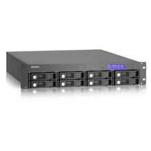 QNAP (IP-система видеонаблюдения с 40 каналами для записи видео и восемью отсеками для жестких дисков. Для размещения в стойке, резерв питание)