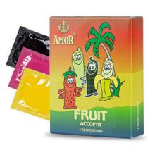 Ароматизированные презервативы AMOR Fruit  Яркая линия  - 3 шт. (228700)