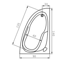 Акриловая ванна Cersanit JOANNA 140 правая WA-JOANNA*140-R-W 140х90