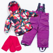 Теплый снег Костюм для девочки (куртка, полукомбинезон, шарф) E806W16 575