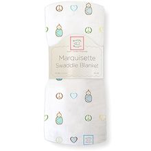 SwaddleDesigns Marquisette Peace Love Swaddle синяя