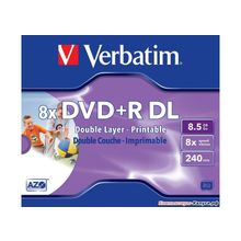 Диск DVD+R 8.5Gb Verbatim 8x  Jewel   Dual Layer  ink print &lt;43665664&gt;