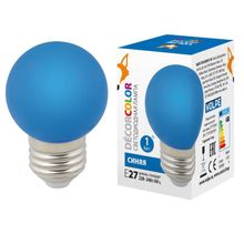 Volpe Лампа светодиодная Volpe E27 1W синяя LED-G45-1W BLUE E27 FR С UL-00005647 ID - 266380