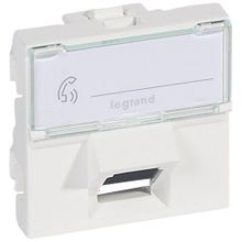 Розетка RJ 45 - Программа Mosaic - категория 6 - FTP 45° - 2 модуля - белый | код 076505 | Legrand