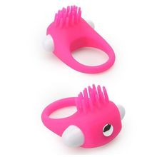 Dream Toys Розовое эрекционное кольцо с щеточкой LIT-UP SILICONE STIMU RING 5 (розовый)