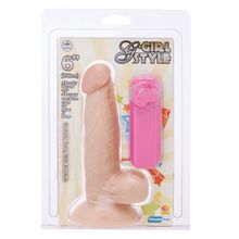 NMC Реалистичный вибромассажёр с присоской и выносным пультом G-GIRL STYLE 6INCH VIBRATING DONG - 15,2 см.