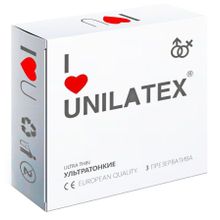 Ультратонкие презервативы Unilatex Ultra Thin - 3 шт. телесный
