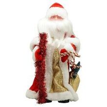 Яркий Праздник Новогодняя фигурка Дед Мороз, красно-золотой, пластик, ткань (16567)