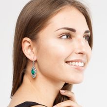 Серьги с малахитом (посеребрение), Magia di Natura (арт. 56912-3026)